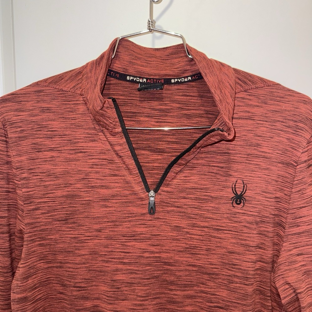 Spyder Active ProWeb Mens Red Heather Quarter Zip Long Sleeve Pullover Shirt